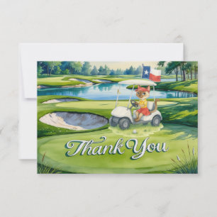 Cartão De Agradecimento Festa de aniversário do Texas Golfer no campo de g