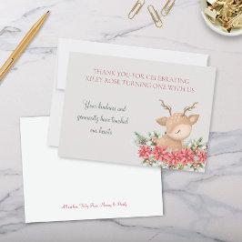 Cartão De Agradecimento Festa de aniversário dos Deers Vermelhos