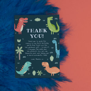Cartão De Agradecimento Festa de aniversário dos Dinossauros Bonitos do Pa
