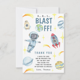 Cartão De Agradecimento Festa de aniversário Espacial Astronauta