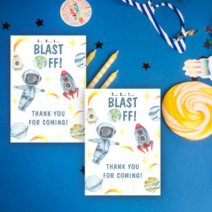 Cartão De Agradecimento Festa de aniversário Espacial Astronauta