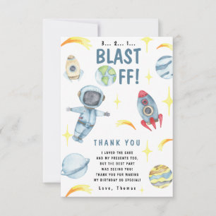 Cartão De Agradecimento Festa de Aniversário Espacial de Astronauta