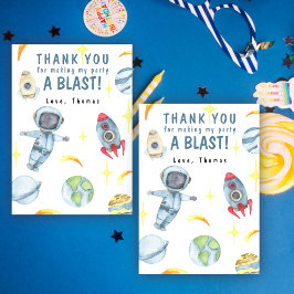 Cartão De Agradecimento Festa de Aniversário Espacial de Astronauta