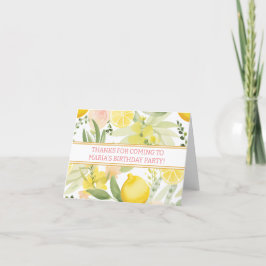 Cartão De Agradecimento Festa de aniversário Floral de Limão de Aquarela