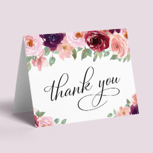 Cartão De Agradecimento Festa de aniversário Floral Elegante