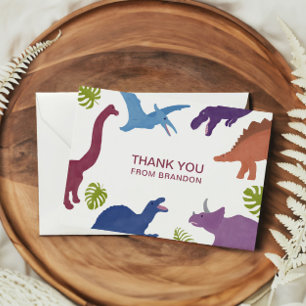 Cartão De Agradecimento Festa de Aniversário Infantil Dinossauro Fofo Dino