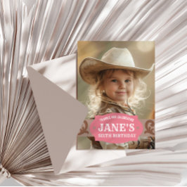 Cartão De Agradecimento Festa de Aniversário Infantil Ocidental Rosa/ Marr