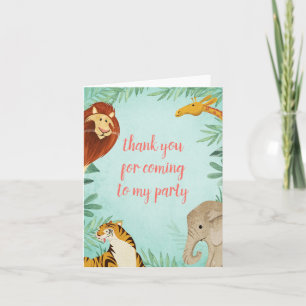 Cartão De Agradecimento Festa de Aniversário Infantil Safari Animais da Se