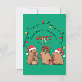 Cartão De Agradecimento Festa de Aniversário Luzes de Natal do Capivara