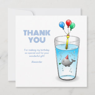 Cartão De Agradecimento Festa de Aniversário na Piscina