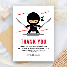 Cartão De Agradecimento Festa de Aniversário Ninja Warrior Kids