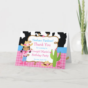 Cartão De Agradecimento Festa de aniversário Ocidental de Garota Americana