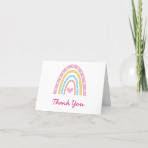 Cartão De Agradecimento Festa de aniversário Pastel Boho Arco-íris com cor