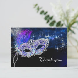 Cartão De Agradecimento Festa de Aniversário Personalizada de Mascarada