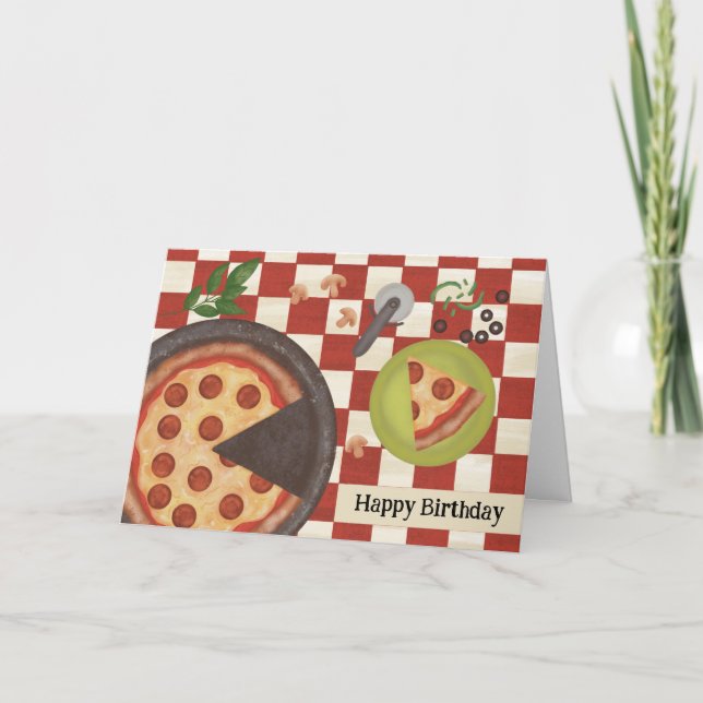 Cartão De Agradecimento Festa de aniversário Personalizada de Pizza (Frente)