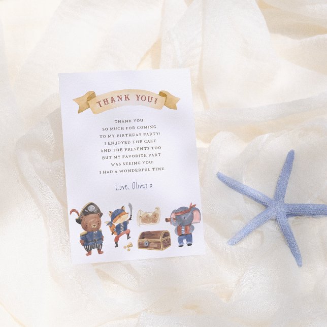 Cartão De Agradecimento Festa de aniversário Pirata (Criador carregado)
