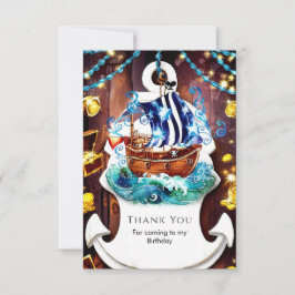 Cartão De Agradecimento Festa de Aniversário Pirata de Aventura Infantil B