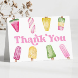 Cartão De Agradecimento Festa de aniversário Retrópica Amarela Cor-de-rosa
