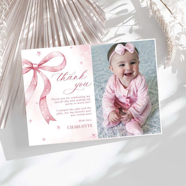 Cartão De Agradecimento Festa de aniversário Rosa Arco Rapariga (Criador carregado)