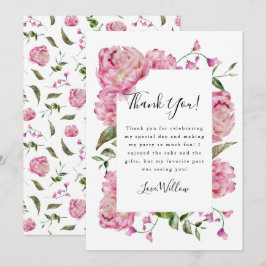 Cartão De Agradecimento Festa de aniversário Rosa Floral