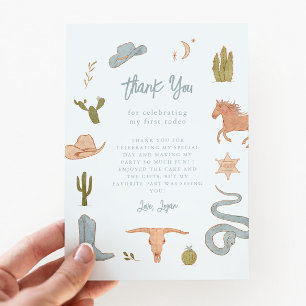 Cartão De Agradecimento Festa de aniversário Rustic Blue Cowboy