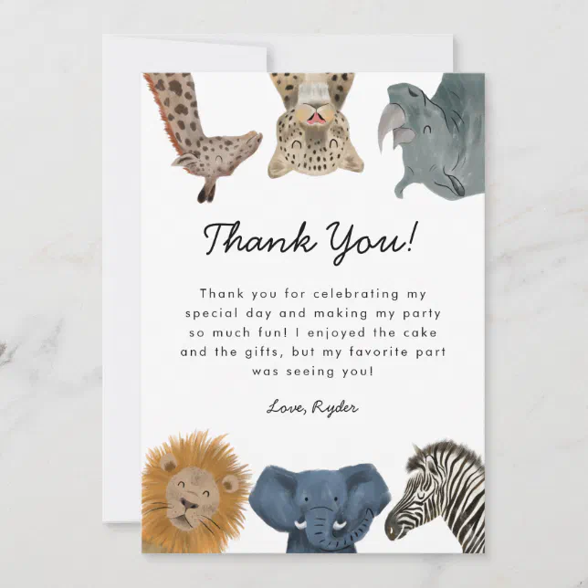 Cartão De Agradecimento Festa de primeiro aniversario Safari dos
