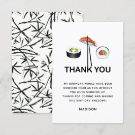 Cartão De Agradecimento Festa de aniversário Sushi Moderna Personalizada