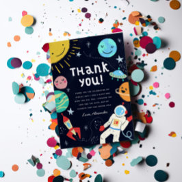 Cartão De Agradecimento Festa de Aniversário Tema Espaço