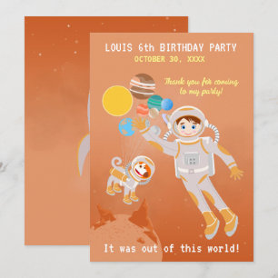 Cartão De Agradecimento Festa de aniversário temática do astronauta de Mar