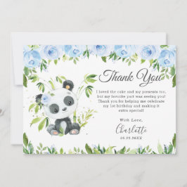 Cartão De Agradecimento Festa de aniversário verde-verde-azul-Panda