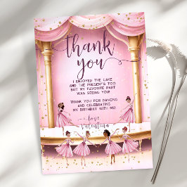 Cartão De Agradecimento Festa de Ballerinas, Palcos de Balé Rosa e Dourado