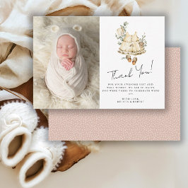 Cartão De Agradecimento Festa de Bebê Boho Foto Doce