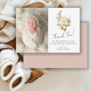 Cartão De Agradecimento Festa de Bebê Boho Foto Doce