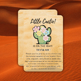 Cartão De Agradecimento Festa de Bebê Kawaii Floral Pequenina Fofa