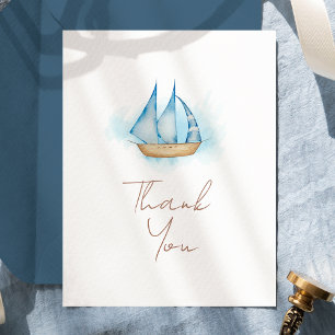 Cartão De Agradecimento Festa de Bebê Marítima Branca