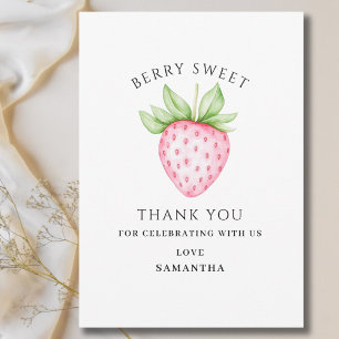 Cartão De Agradecimento Festa de Bebê Menina Rosa Doce Fruta