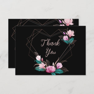 Cartão De Agradecimento Festa de casamento Cor-de-rosa - quadro geométrico