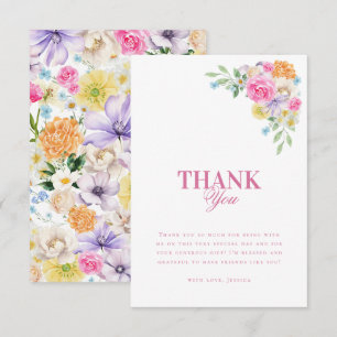 Cartão De Agradecimento Festa de Chá no Jardim Aquarela Floral Chá de Noiv