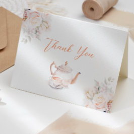 Cartão De Agradecimento Festa de Chá Pastel Blooms Chá de Noiva