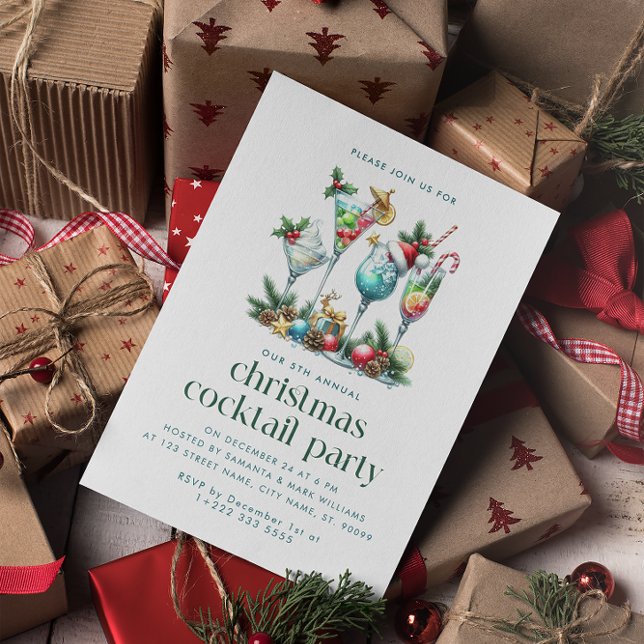 Cartão De Agradecimento Festa de Cocktail de Natal (Criador carregado)