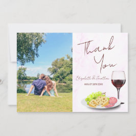 Cartão De Agradecimento Festa de Compromisso com Vinho e Charcuterie