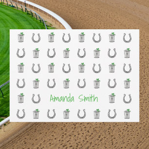 Cartão De Agradecimento Festa de Derby Mint Julep e Horseshoe Preppy