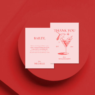 Cartão De Agradecimento Festa de Despedida de Solteira com Coquetéis Retrô