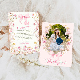 Cartão De Agradecimento Festa de Formatura com Flores Silvestres Boho Rosa