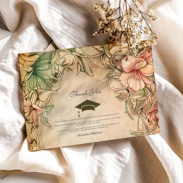 Cartão De Agradecimento Festa de formatura Elegante de Primavera Wildflowe (Criador carregado)