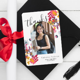 Cartão De Agradecimento Festa de formatura Floral de Foto em Arco Moderno