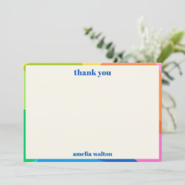 Cartão De Agradecimento Festa de Formatura Personalizada Arco-Íris Abstrat