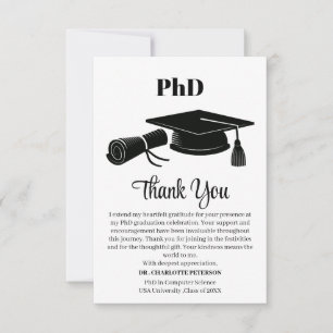 Cartão De Agradecimento Festa de Formatura Personalizada de PhD