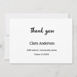 Cartão De Agradecimento Festa de formatura QR branco preto fotográfico clá