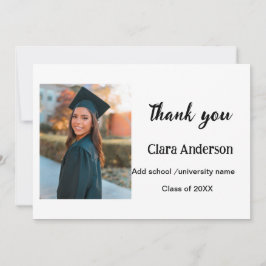 Cartão De Agradecimento Festa de formatura QR branco preto fotográfico clá